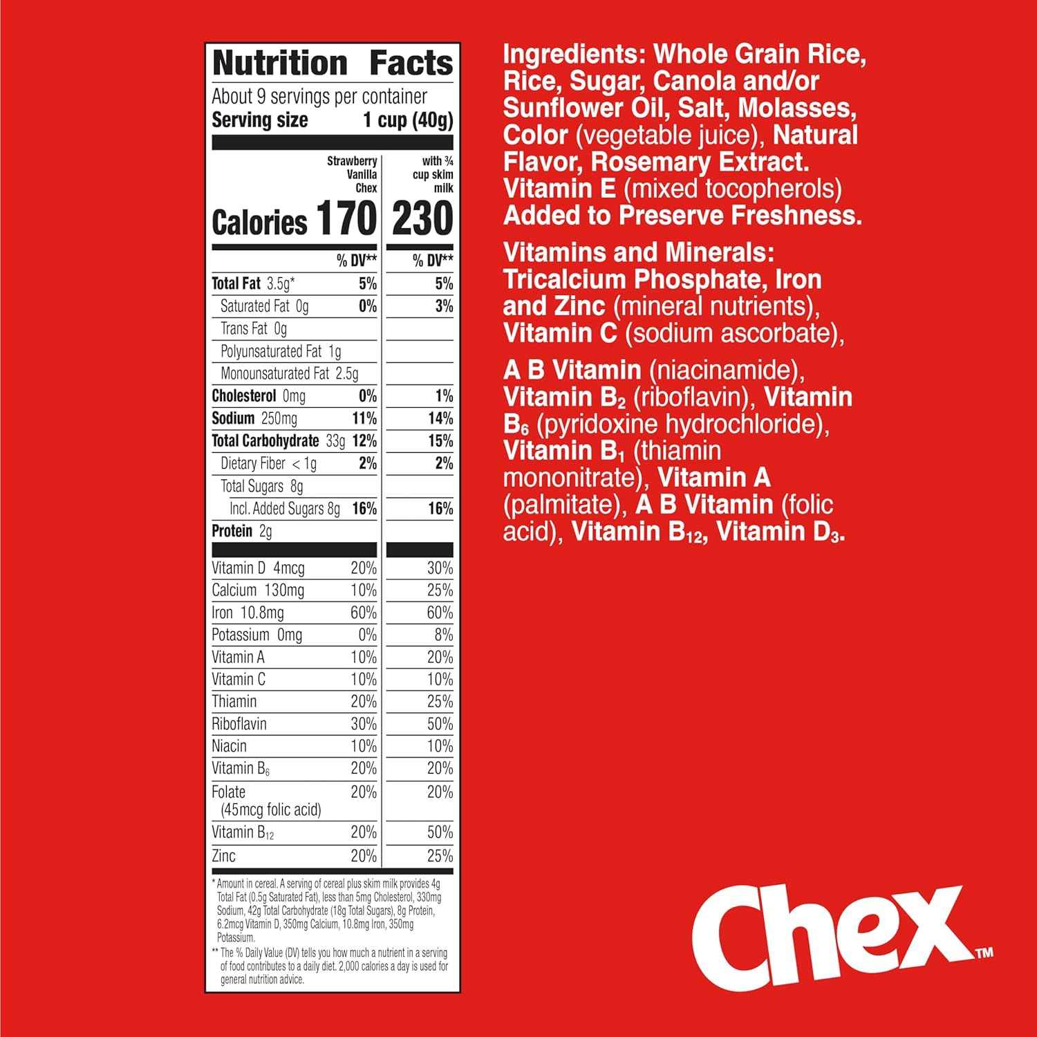 Strawberry Vanilla Chex Gluten Free Certified Cereal – Safe Breakfast Choice for Celiac and Gluten Sensitive Households