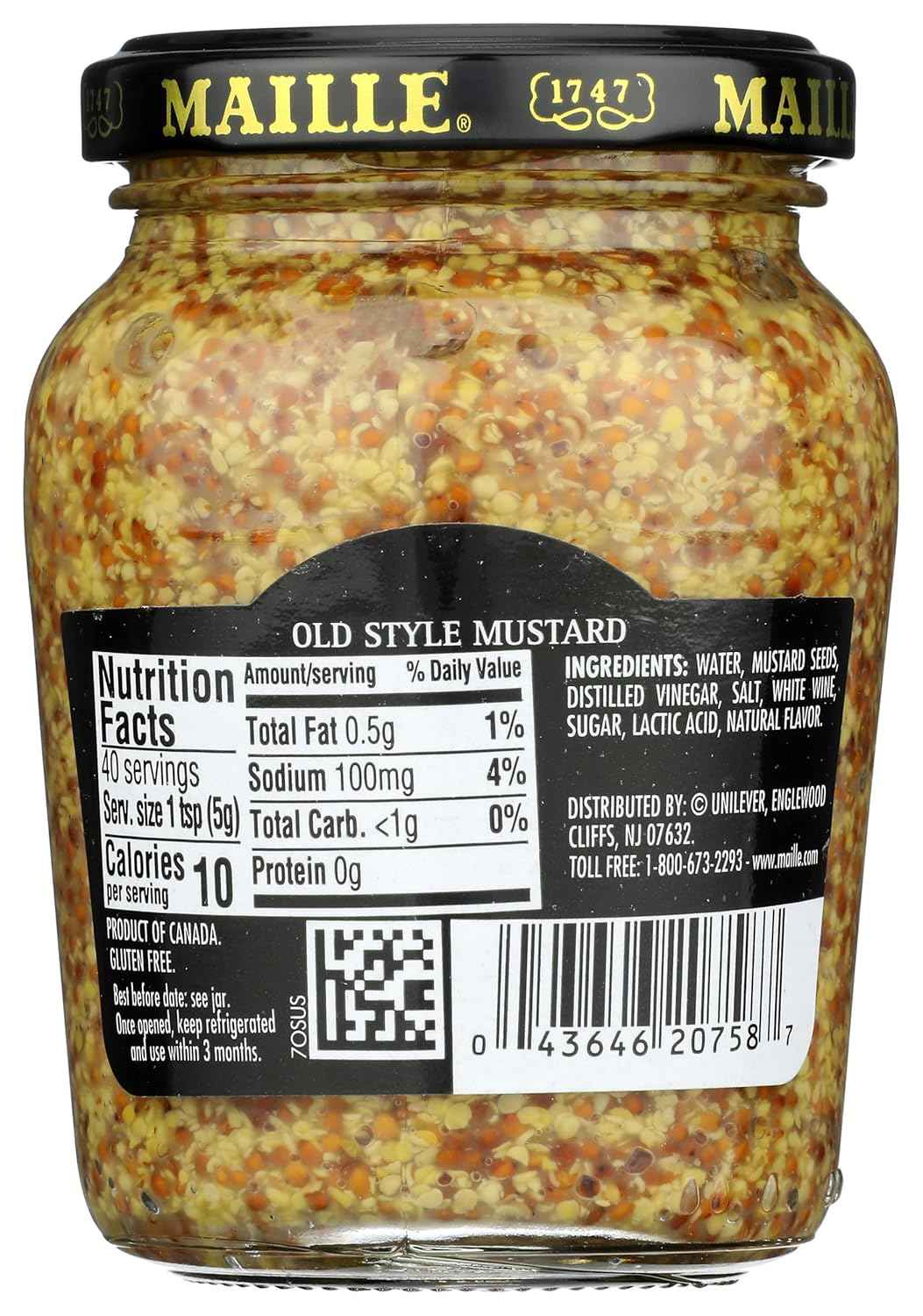 Maille Mustard Old Style – Versatile Backyard BBQ Glaze, 7.3 oz Glass Jar for Grilled Meats and Pretzels