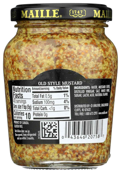 Maille Mustard Old Style – Versatile Backyard BBQ Glaze, 7.3 oz Glass Jar for Grilled Meats and Pretzels