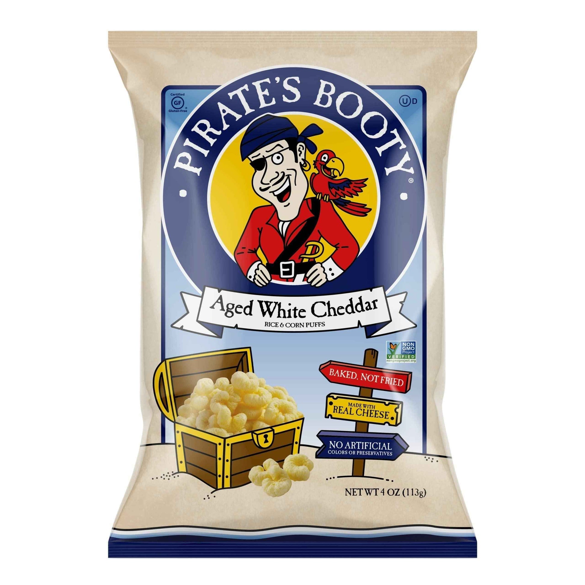 Pirate's Booty Aged White Cheddar Cheese Puffs – Toddler After-School Snack, Baked Cheese Puffs for Playroom