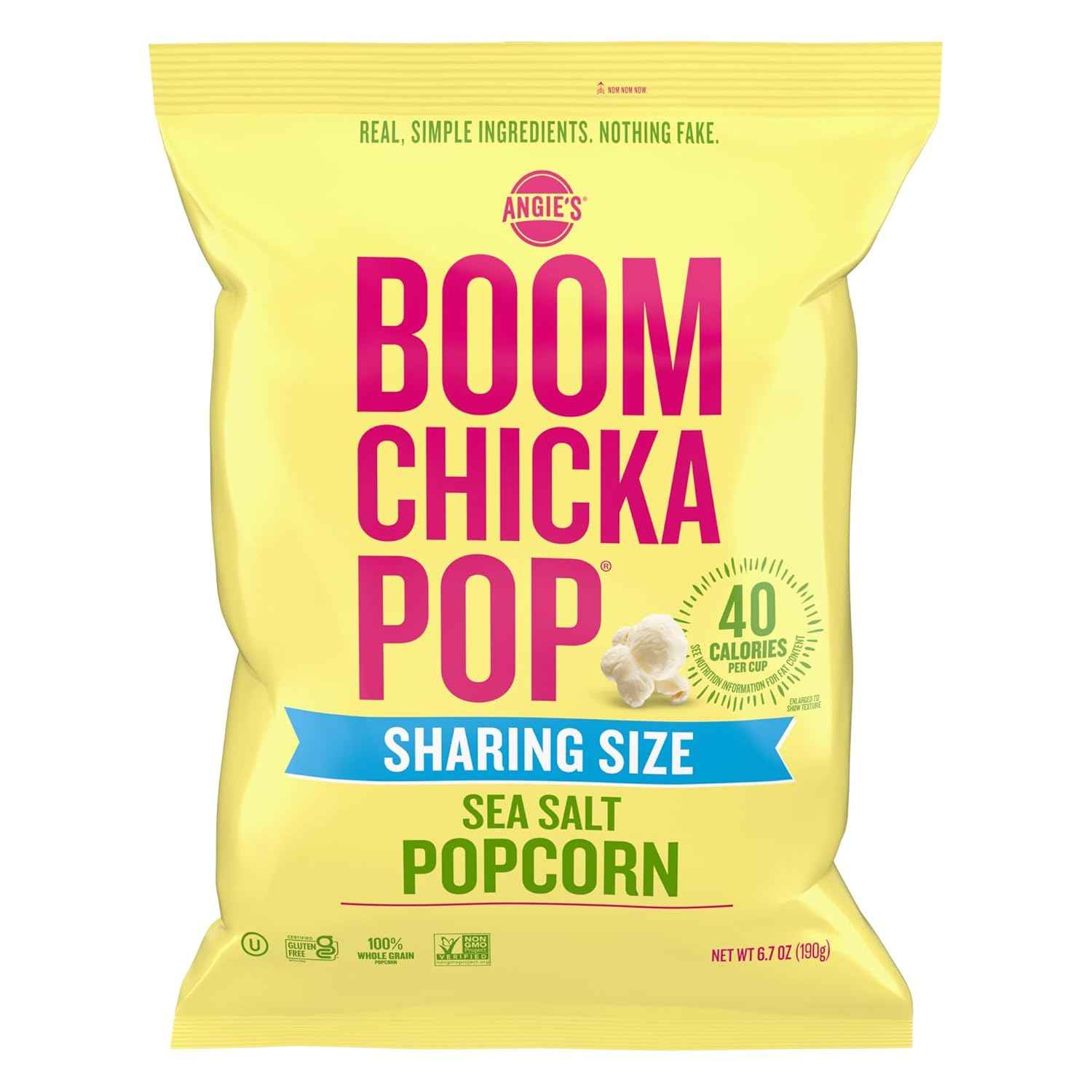 Angie's BOOMCHICKAPOP Sea Salt Popcorn – Wholesome Pantry Snack for Gluten-Free Wellness Routines, 6.7 oz
