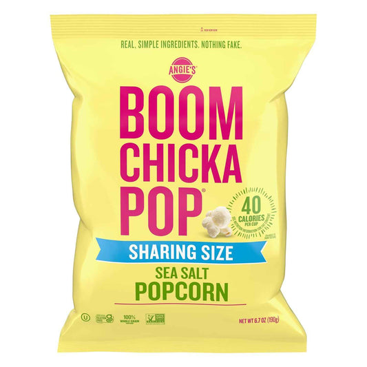 Angie's BOOMCHICKAPOP Sea Salt Popcorn – Wholesome Pantry Snack for Gluten-Free Wellness Routines, 6.7 oz