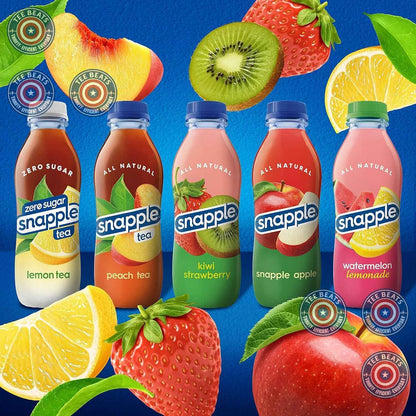 Snapple Kiwi Strawberry Juice 16 Fl Oz Bottles 12 Pack - Gluten Free Kids Birthday Party Drink and Family Gathering Beverage