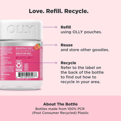 OLLY Undeniable Beauty Gummy – Countertop Friendly Beauty Supplement, Clean Grapefruit Gummy for Hair Skin and Nails