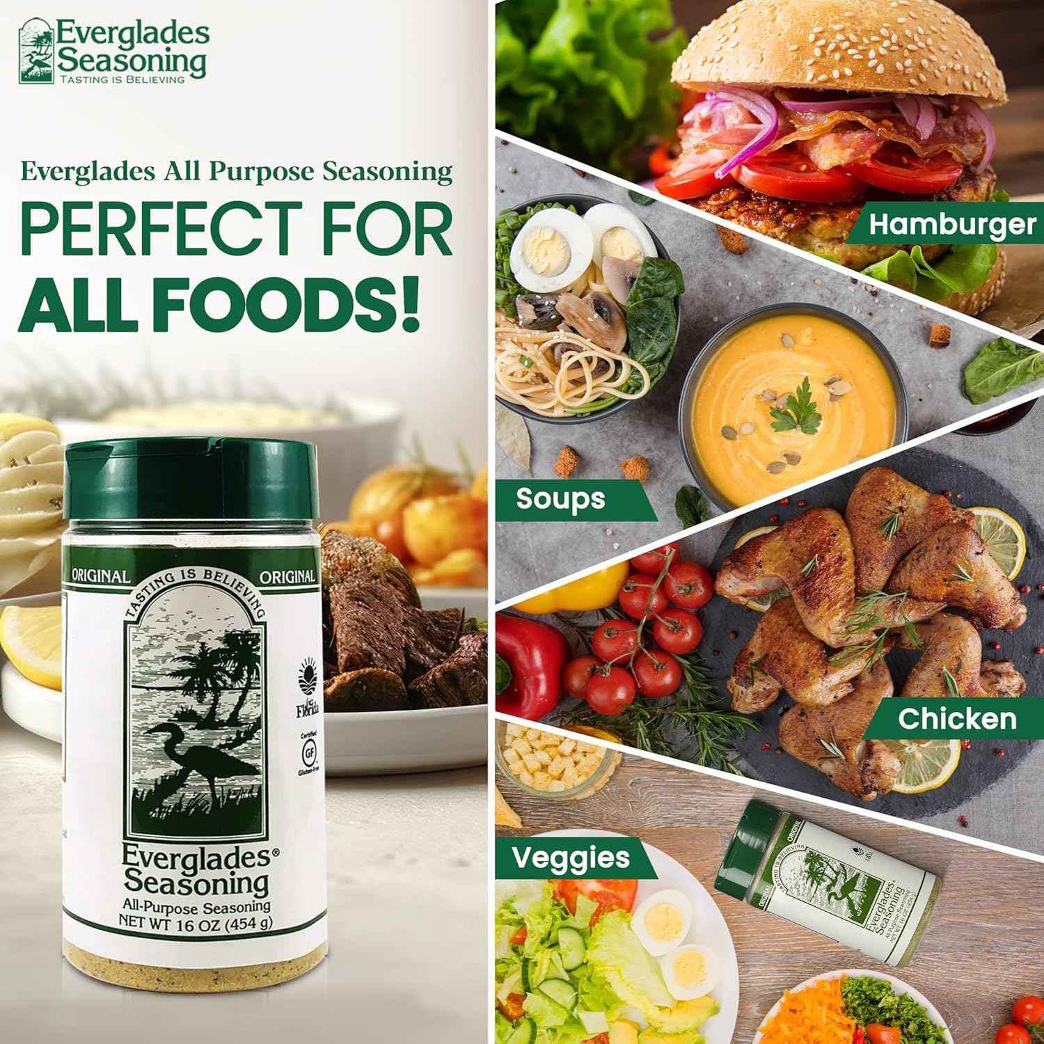 Everglades All Purpose Seasoning Blend - Clean-Eating Pantry Staple, 16 oz Gluten-Free Pesticide-Free Seasoning for Mindful Cooking