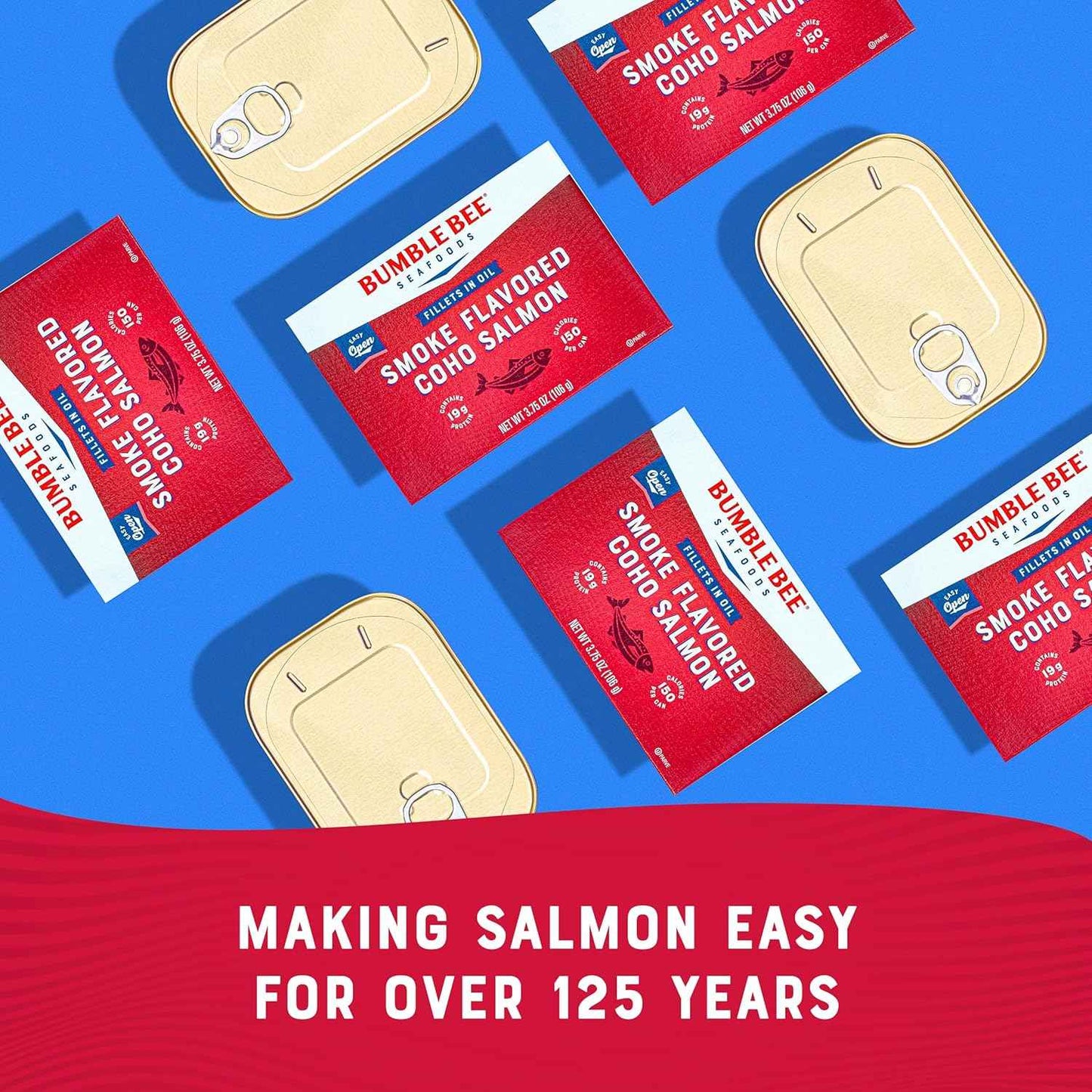 Bumble Bee Smoke Flavored Red Coho Salmon Fillets in Oil, 3.75 oz (Pack of 1) – Lightweight Non-Perishable Wild Salmon for Hiking Lunches and Lakeside Snacks