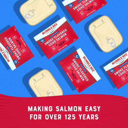 Bumble Bee Smoke Flavored Red Coho Salmon Fillets in Oil, 3.75 oz (Pack of 1) – Lightweight Non-Perishable Wild Salmon for Hiking Lunches and Lakeside Snacks