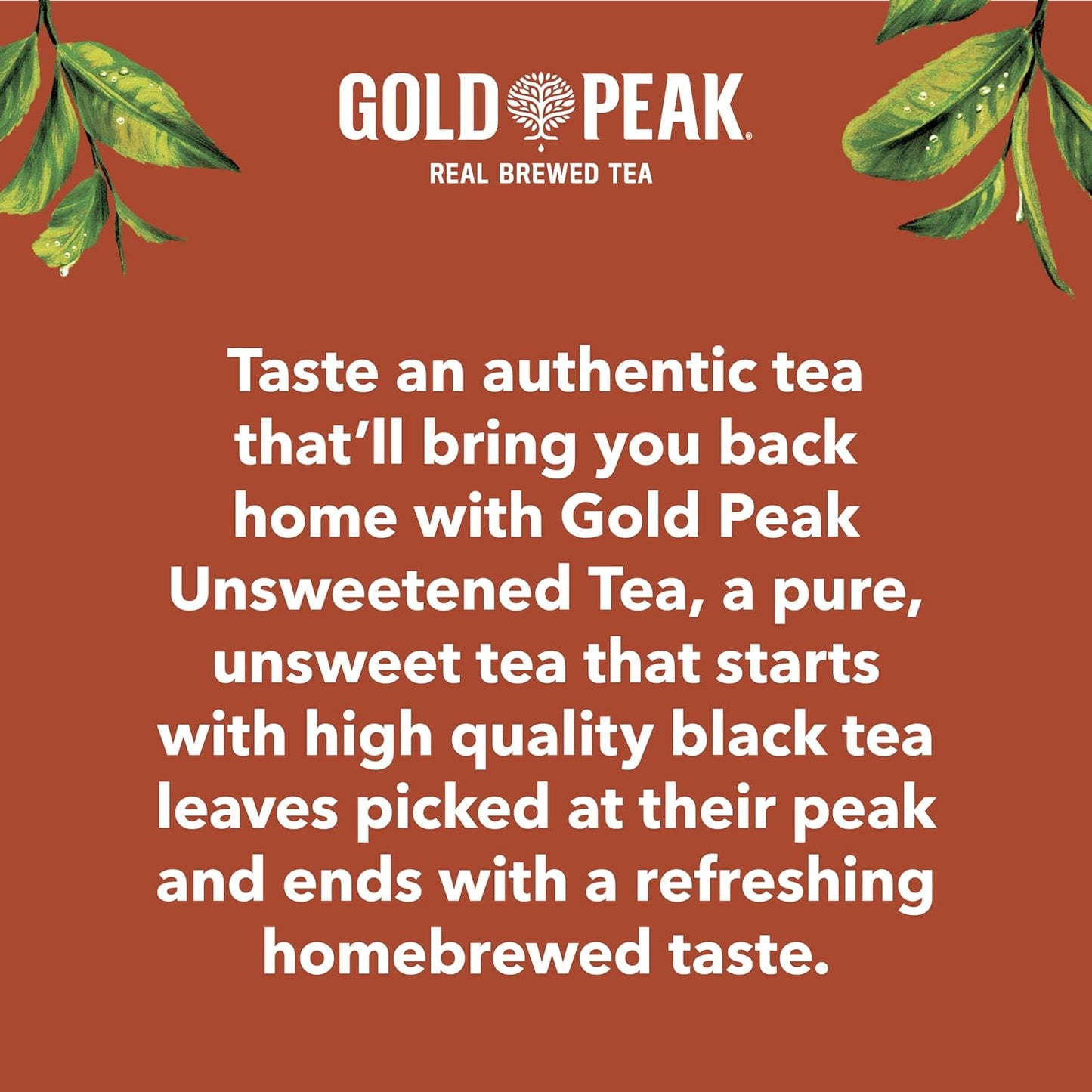Gold Peak Unsweet Tea – Calorie-Free Hydration for Daily Wellness Routines, 16.9 fl oz 6 Pack