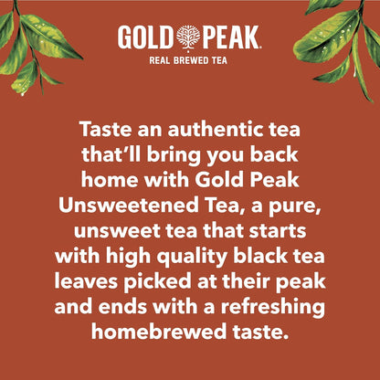 Gold Peak Unsweet Tea – Calorie-Free Hydration for Daily Wellness Routines, 16.9 fl oz 6 Pack
