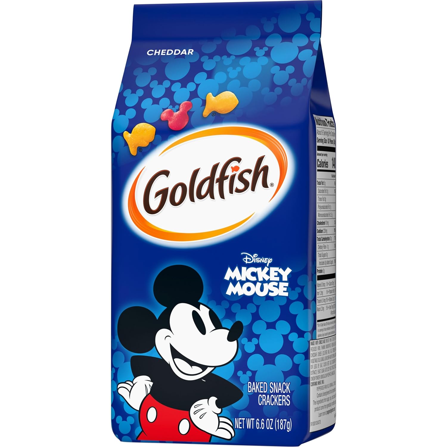 Goldfish Disney Mickey Mouse Cheddar Crackers, Baked Not Fried Lighter Kids Snack, 6.6 oz Bag