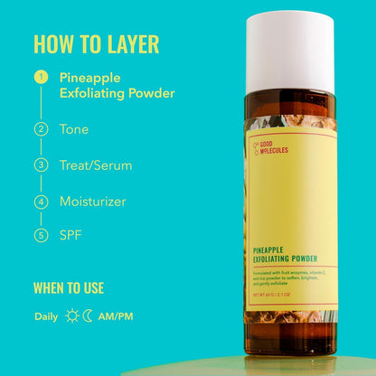Good Molecules Pineapple Exfoliating Powder - Mindful Self-Care Ritual for Bedside Vanity, Weekly Brightening Face Treatment