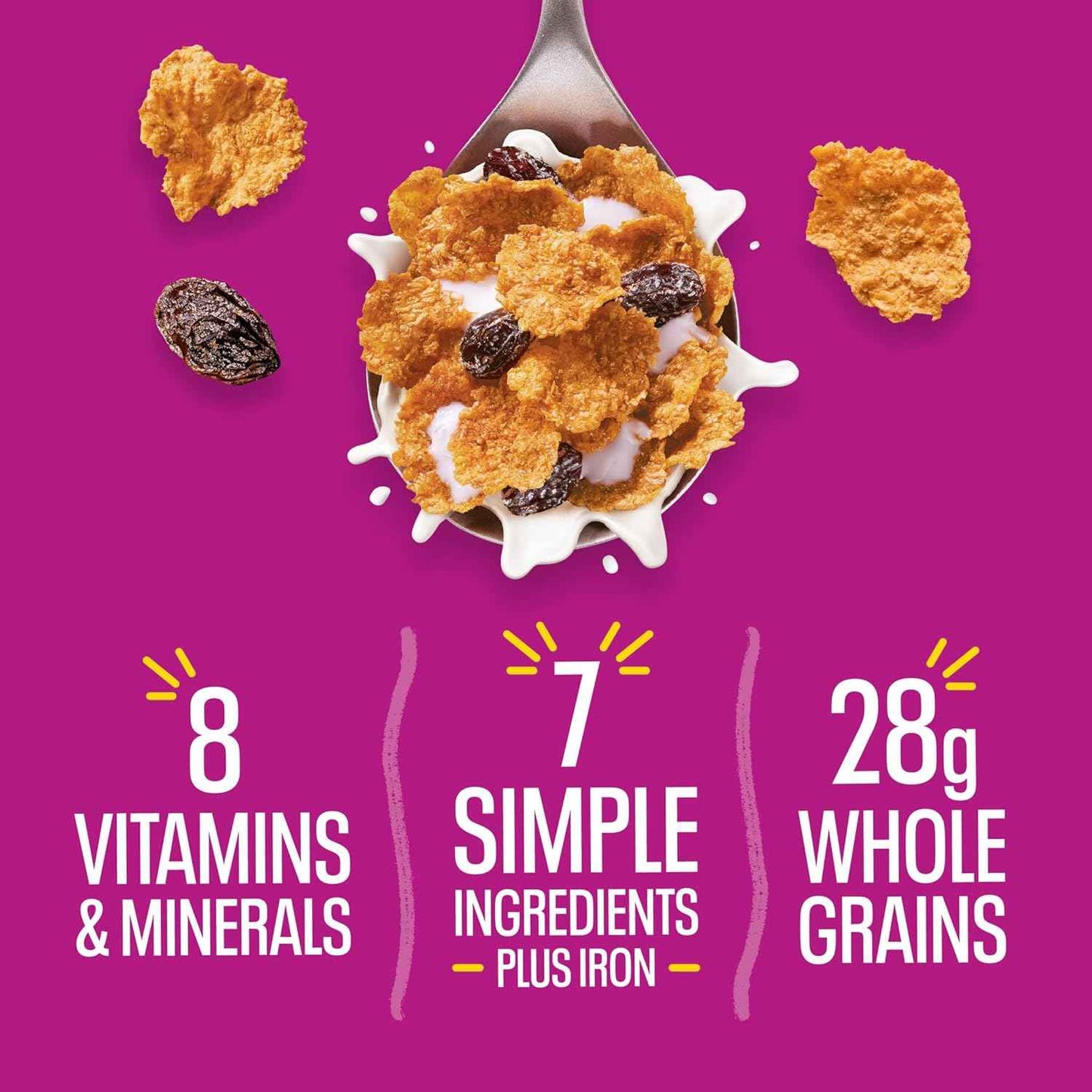 Kellogg's Raisin Bran Family Breakfast Cereal, Sweet Raisin Bowl Kids Love for Lunchbox Mornings