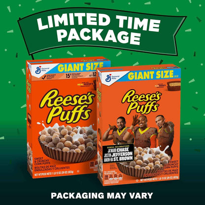 REESE'S PUFFS Chocolatey Peanut Butter Cereal – Quick Desk Snack for Office Breakroom and Focus Mornings