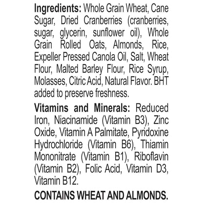 Great Grains Cranberry Almond Crunch Cereal – Kid-Friendly Whole Grain Breakfast Cereal for Family Bowls, 14 oz Box
