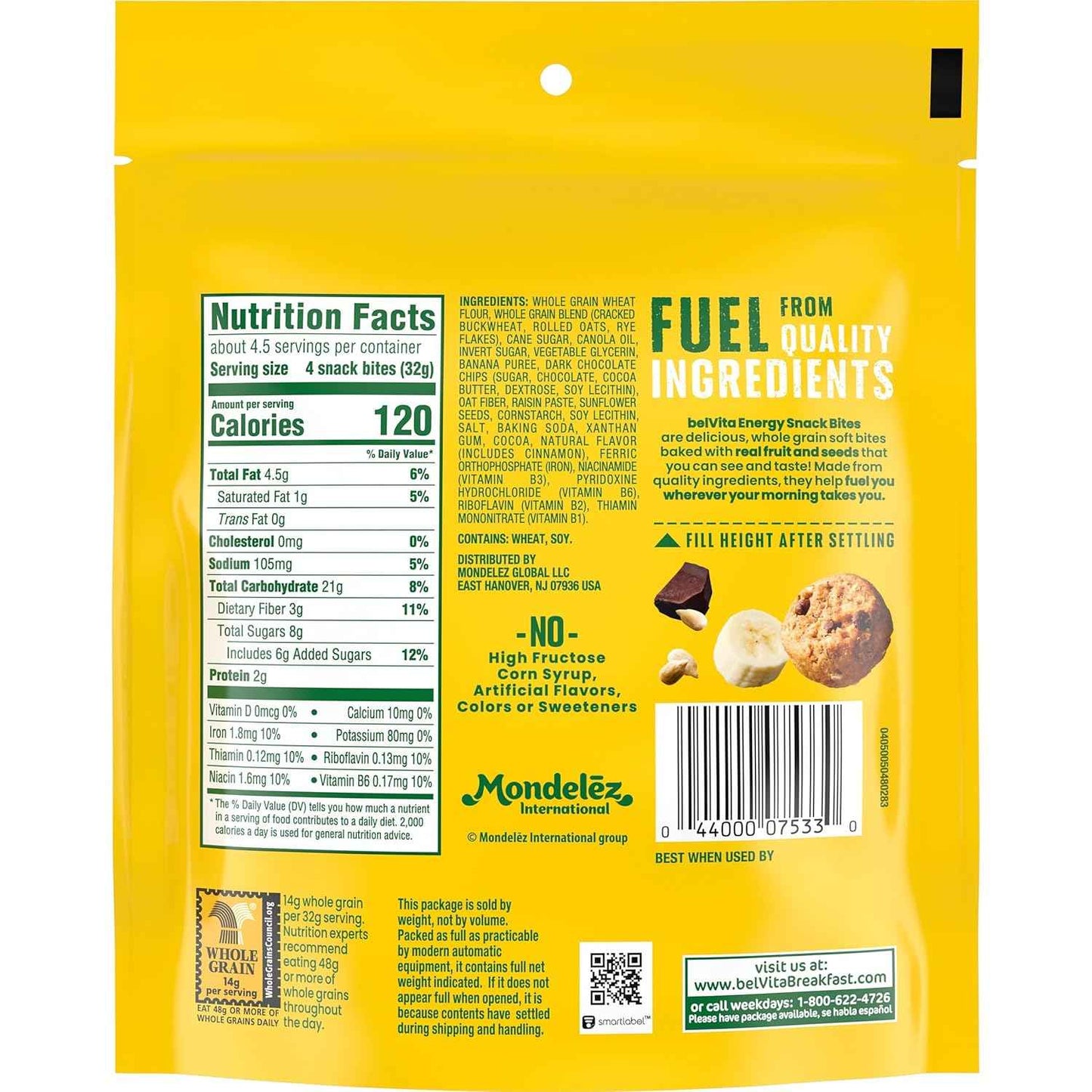 belVita Banana Dark Chocolate Snack Bites – Mindful Midday Refuel with No Artificial Sweeteners, Soft-Baked 5 oz
