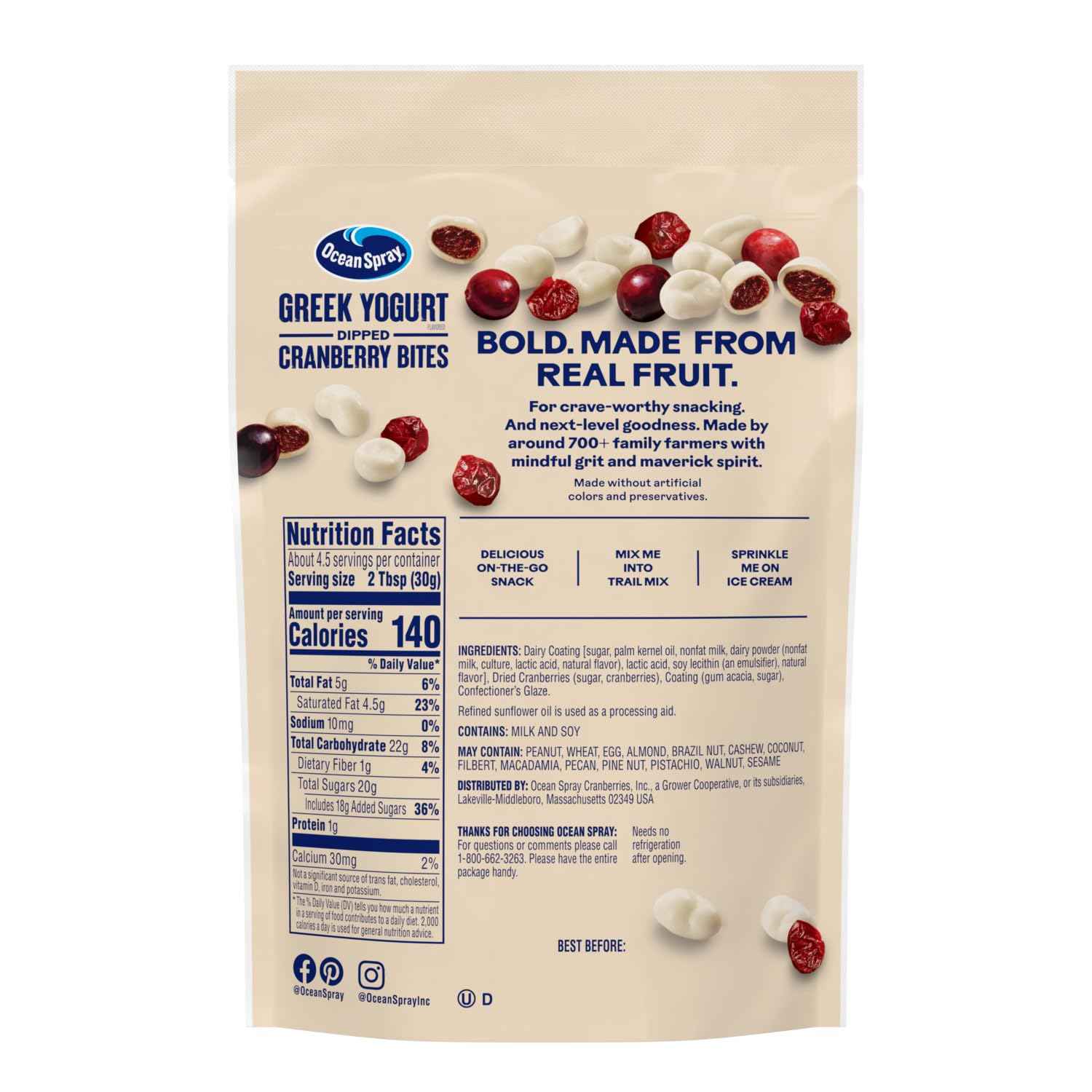 Ocean Spray Greek Yogurt Covered Craisins, Trail Mix Ingredient for Hiking and Camping Adventures