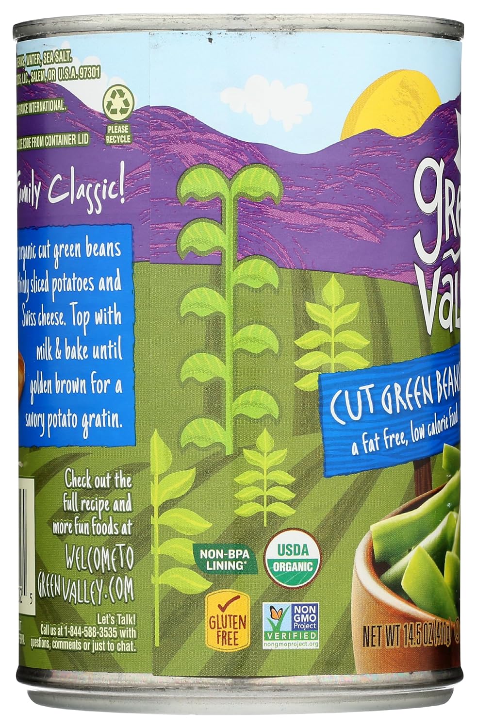 Green Valley Organic Cut Green Beans – Clean-Ingredient Pantry Staple for Health-Minded Home Cooks, Quick Heated Side Dish