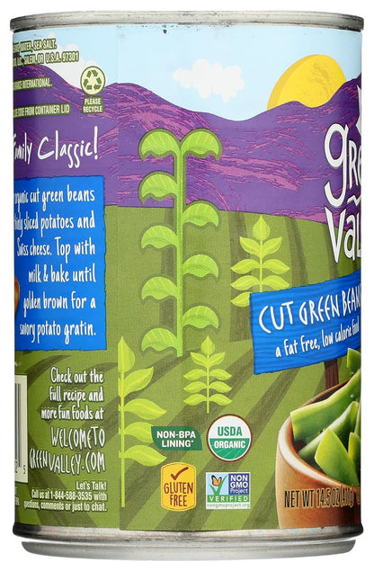 Green Valley Organic Cut Green Beans – Clean-Ingredient Pantry Staple for Health-Minded Home Cooks, Quick Heated Side Dish