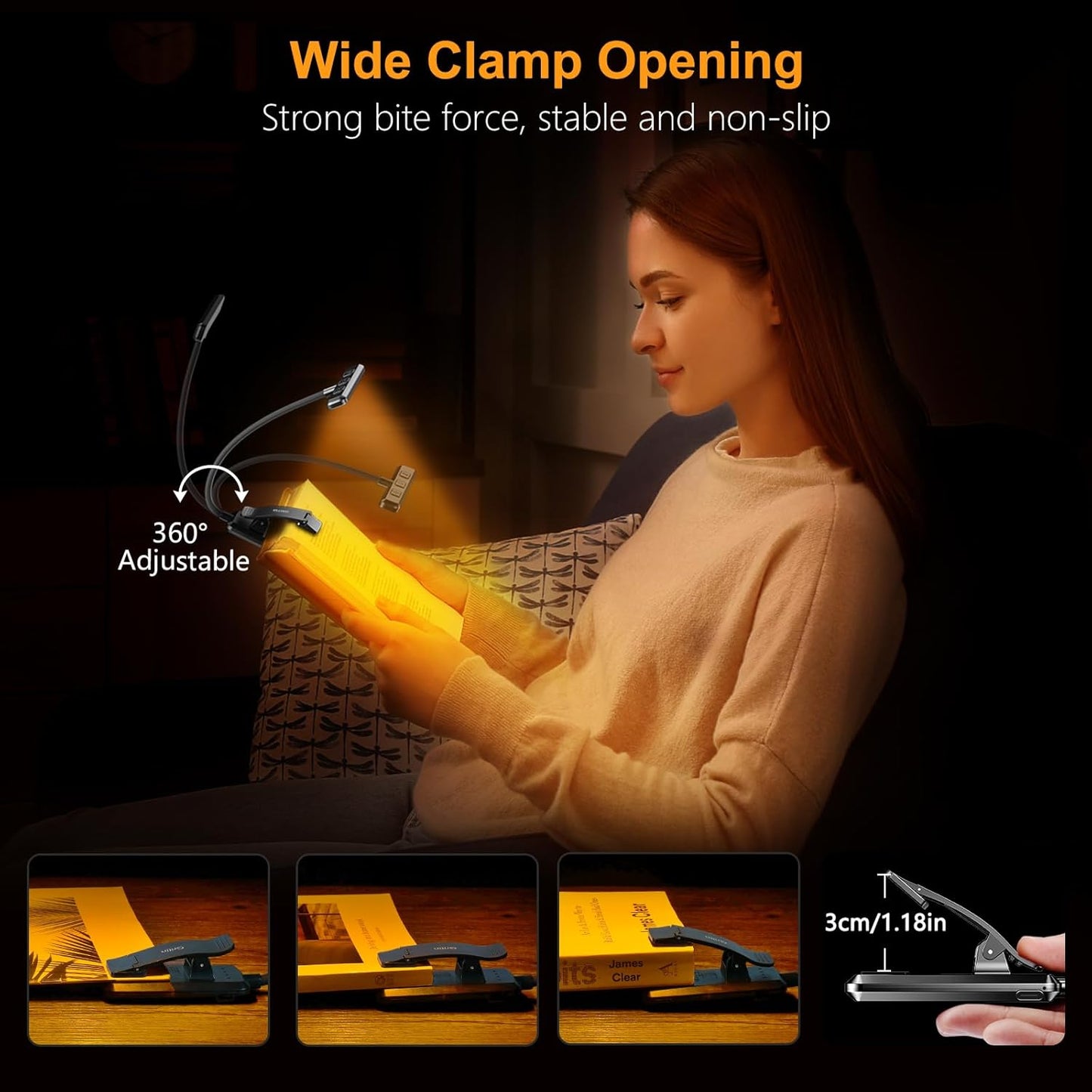Gritin Rechargeable Book Light for Reading in Bed – Thoughtful Birthday Gift for Women Who Love to Read at Night