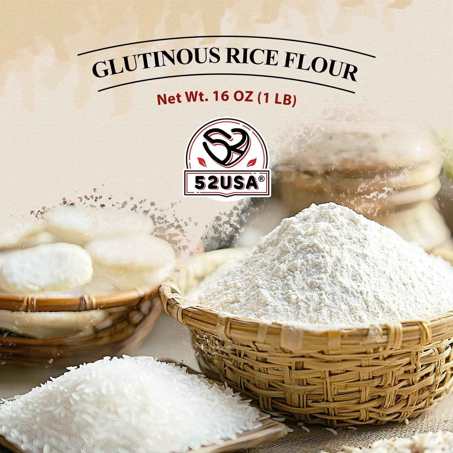 52USA Glutinous Rice Flour – Vegan Baking Flour for Allergy-Friendly Family Desserts