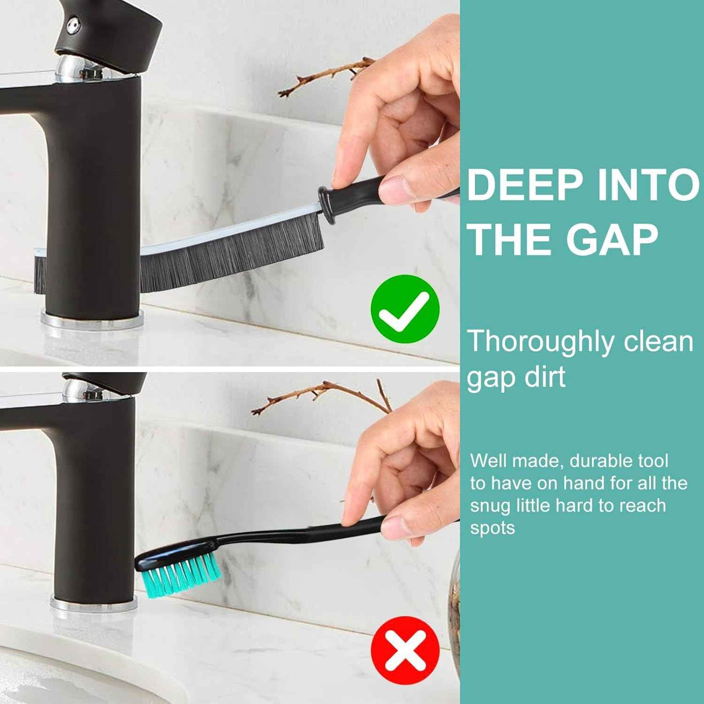 ECOZAY Crevice Cleaning Brush – Non-Scratch Hard-Bristle Tool Safe for Kids' Bathrooms and Pet Areas
