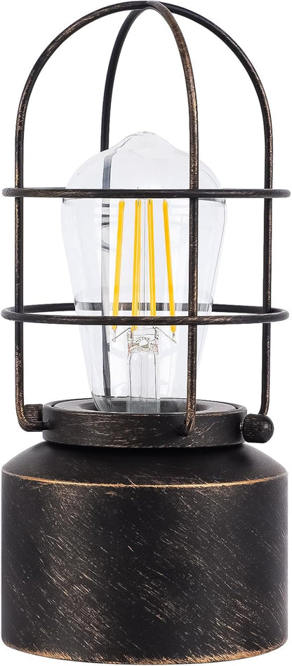 Haian Support Industrial Touch Table Lamp - Steampunk Bedside Accent Light with Wrought Iron Body, 3-Way Dimmable Bedroom Decor