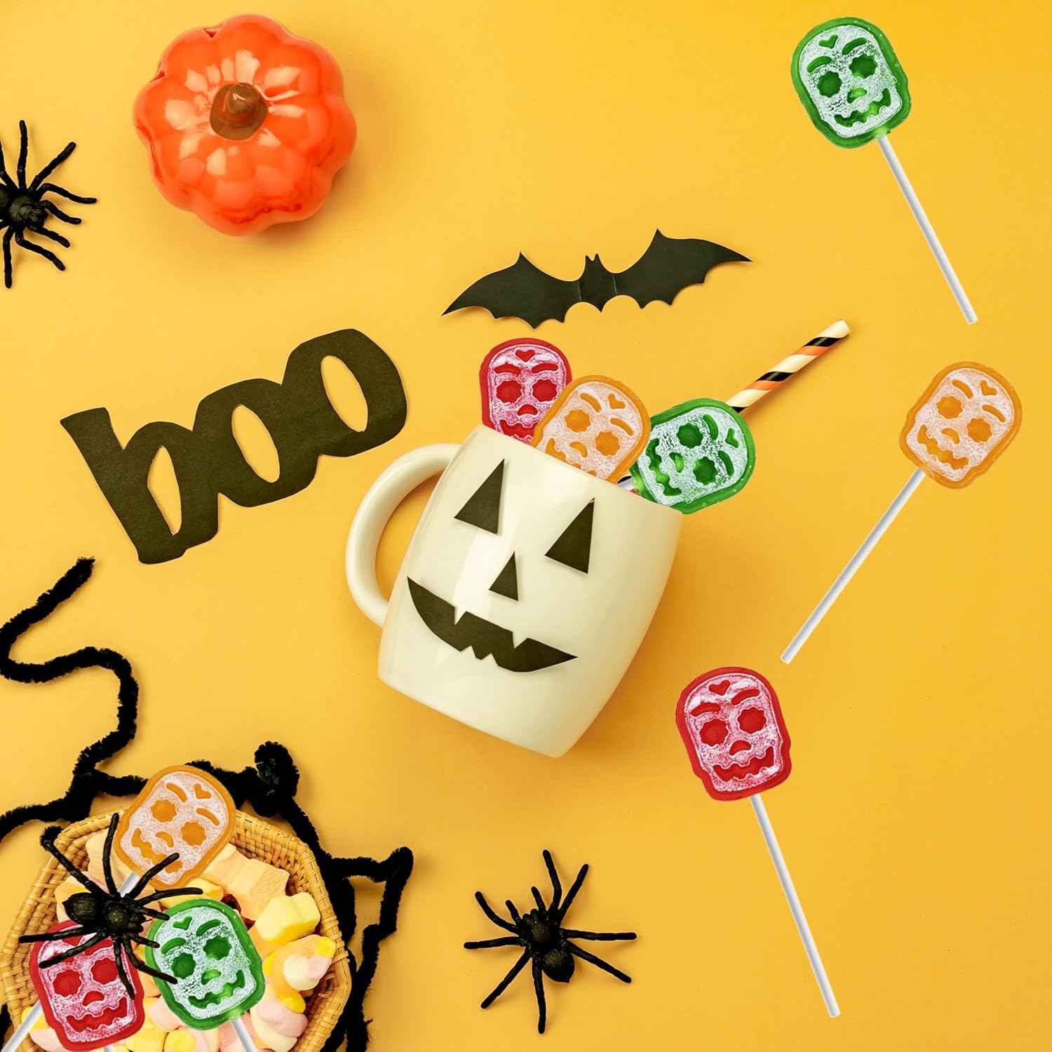 Candy Pop Co. Skull Lollipop Suckers – Halloween Goody Bag Fillers for Kids' Trick-or-Treat Night