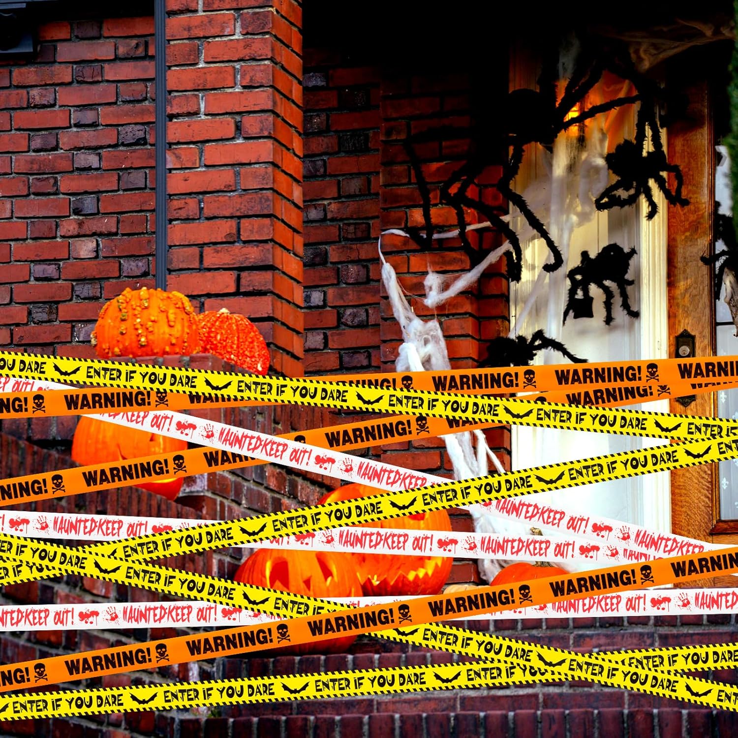 Halloween Caution Tape Roll – Weatherproof Yard and Porch Decoration for Trick-or-Treat Pathways