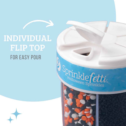 Sweets Indeed Halloween Sprinkle Container – Child-Safe Food-Grade Cake Decorations for Birthday Party and School Snack Tables