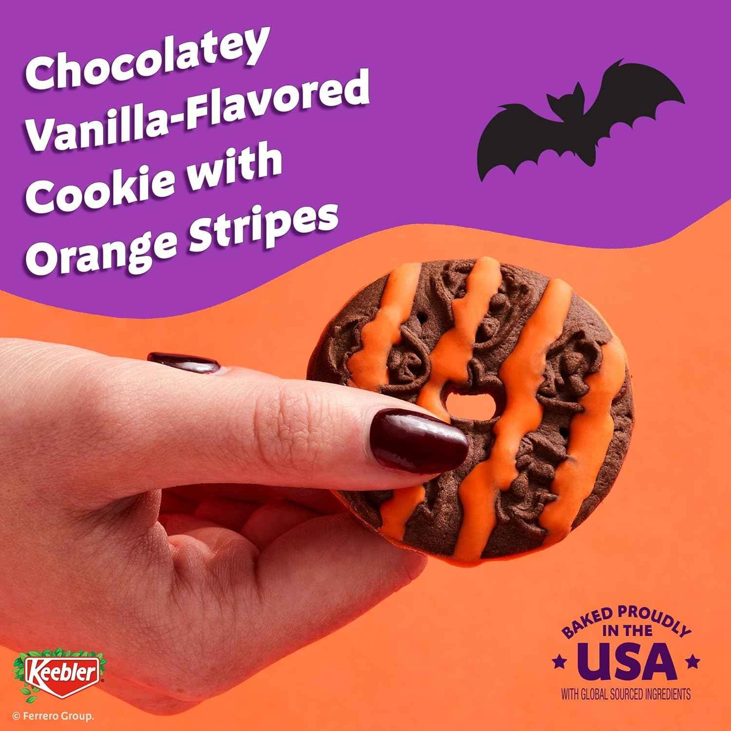 Keebler Spookie Fudge Stripes Cookies – Portable Halloween Snack for Family Zoo Outings and Scavenger Hunts, 9.5 oz