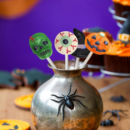 Halloween Lollipops 12 Count Dye-Free Individually Wrapped Suckers Safe Candy for Classroom Parties and Trick-or-Treat