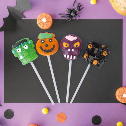 Halloween Lollipops Gift Box - Individually Wrapped 24 Pack of Spooky Suckers for Neighbor Goody Bags and Seasonal Gift Baskets