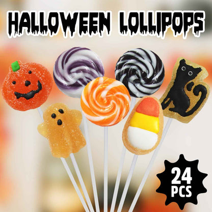 Yumzo Halloween Lollipop Suckers 24 Pack – Festive Candy Gift Set for Trick or Treat Favor Bags and Party Hostess Gifts