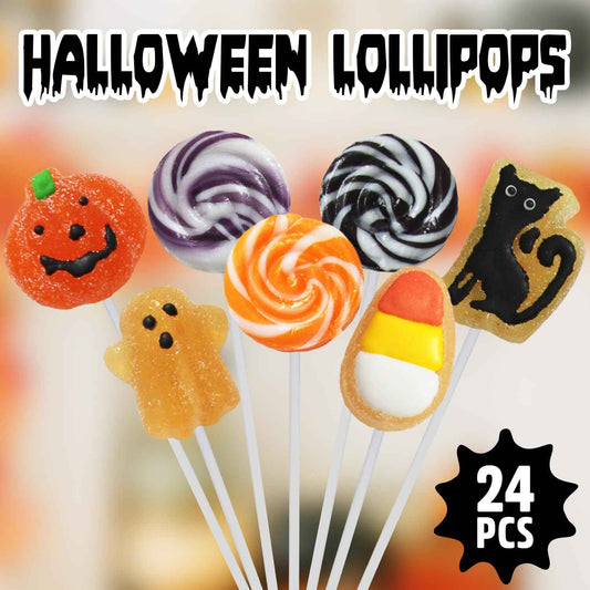 Yumzo Halloween Lollipop Suckers 24 Pack – Festive Candy Gift Set for Trick or Treat Favor Bags and Party Hostess Gifts