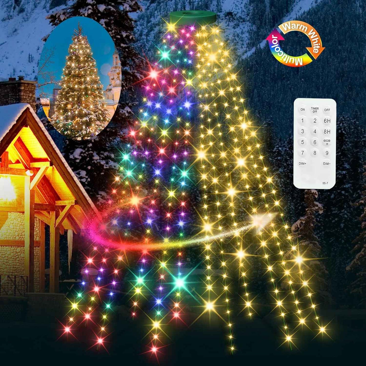 Kringle Bros Christmas Tree Lighting Ring – Aesthetic Bedroom & Family Room Glow, Warm White & Multicolor Modes