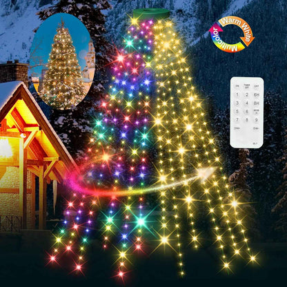 Kringle Bros Christmas Tree Lighting Ring – Aesthetic Bedroom & Family Room Glow, Warm White & Multicolor Modes