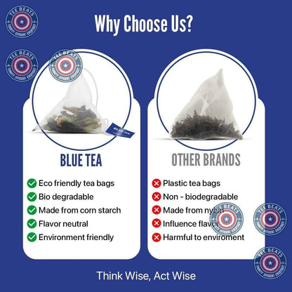 BLUE TEA Whole Flower Butterfly Pea Pyramid Sachets – Housewarming Gift for Her, Color-Changing Herbal Tea, 10 Bags