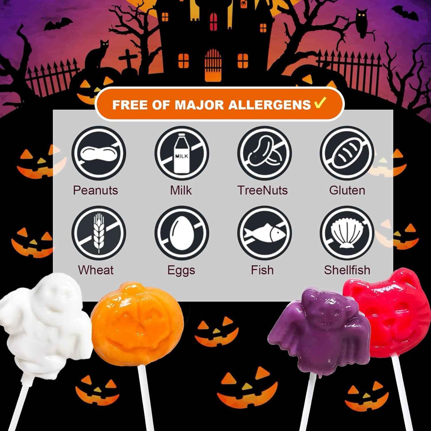 Halloween Candy Gift Box with 42 Individually Wrapped Monster Suckers, Ready to Give Halloween Themed Present for Coworkers Neighbors and Teachers