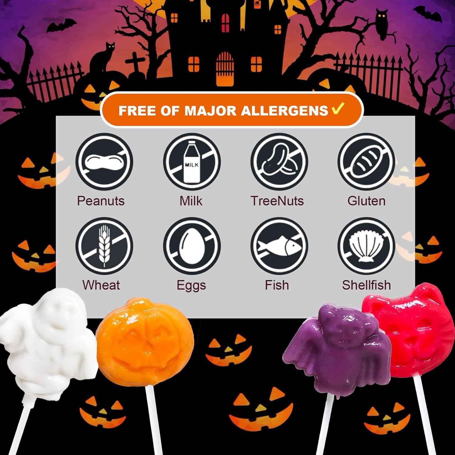 Halloween Candy Gift Box with 42 Individually Wrapped Monster Suckers, Ready to Give Halloween Themed Present for Coworkers Neighbors and Teachers