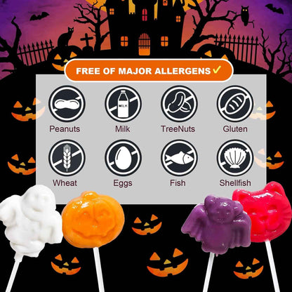 Halloween Candy Gift Box with 42 Individually Wrapped Monster Suckers, Ready to Give Halloween Themed Present for Coworkers Neighbors and Teachers