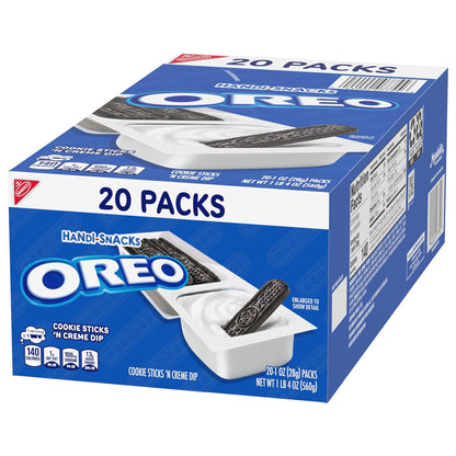 Handi-Snacks OREO Cookie Sticks 'N Creme Dip Snack Packs for Road Trips, Picnics, and Theme Park Bags, 20 Portable Packs