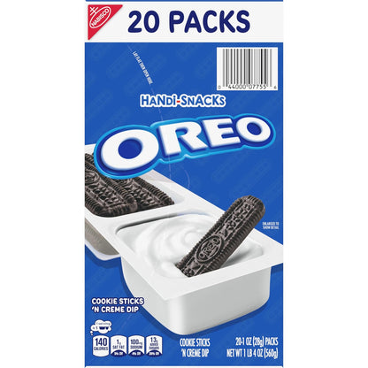 Handi-Snacks OREO Cookie Sticks 'N Creme Dip Snack Packs for Road Trips, Picnics, and Theme Park Bags, 20 Portable Packs
