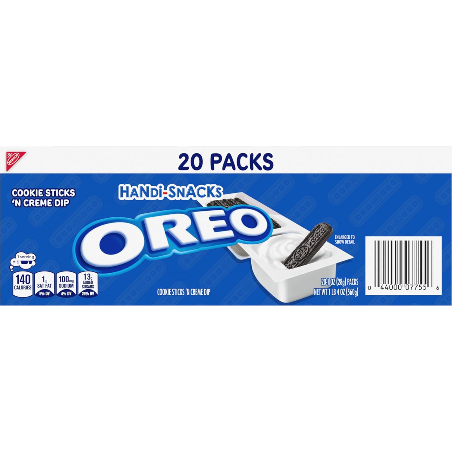 Handi-Snacks OREO Cookie Sticks 'N Creme Dip Snack Packs for Road Trips, Picnics, and Theme Park Bags, 20 Portable Packs