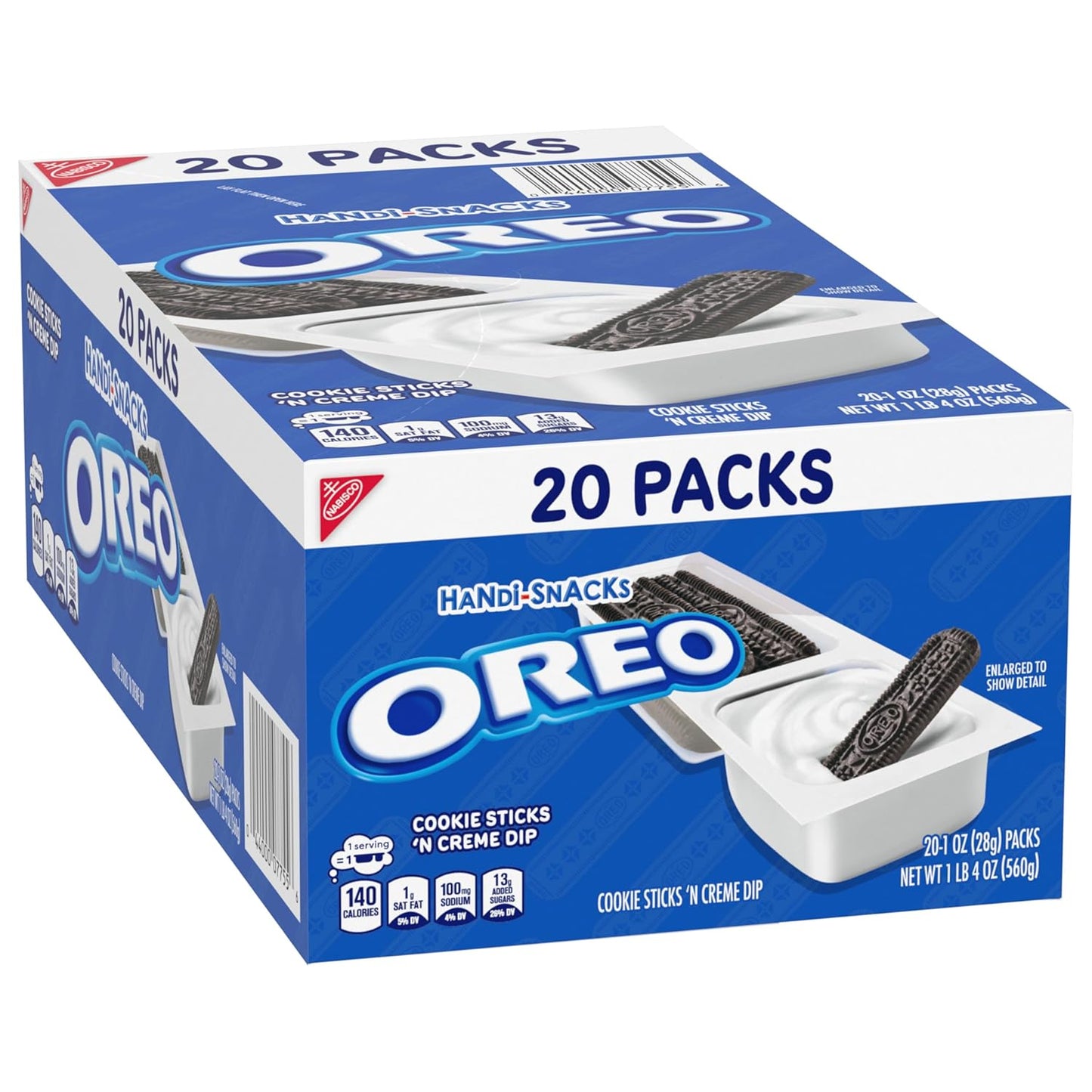Handi-Snacks OREO Cookie Sticks 'N Creme Dip Snack Packs for Road Trips, Picnics, and Theme Park Bags, 20 Portable Packs