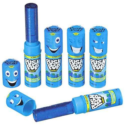 Push Pop Easter Blue Hard Candy Lollipops for Kids Playroom Snack Bin and Easter Morning Surprises, 10 Ct Individually Wrapped Blue Raspberry Push Up Candy Tubes