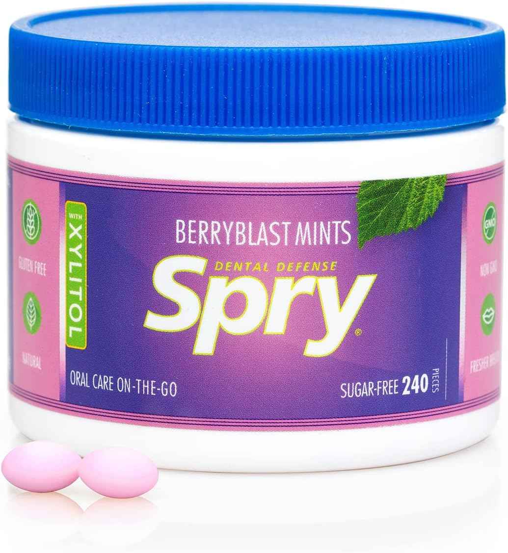 Spry Berry Blast Xylitol Mints – Choking-Safe Sugar-Free Candy for Children and Seniors, Bulk Oral Care