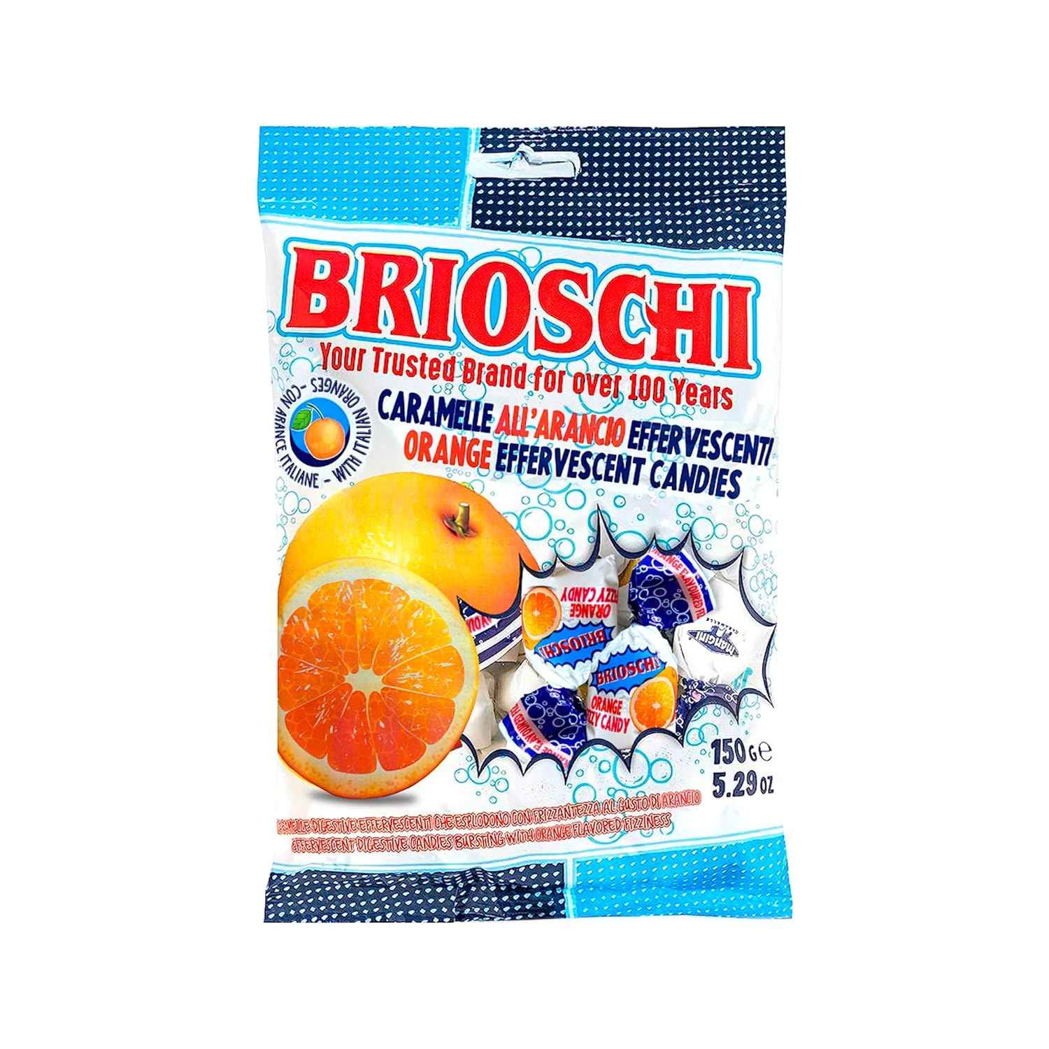Brioschi Effervescent Orange Italian Candy – Citrate and Lemon Juice Digestive Support for Pregnancy and Morning Sickness