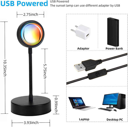 AuroraBeam Sunset Lamp – Calming Bath Time and Meditation Light, Soothing RGB Color Therapy