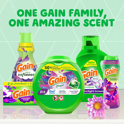 Gain Moonlight Breeze Laundry Detergent with Odor Defense – Practical Housewarming Gift for Her, Bulk 177 fl oz, 134 Loads