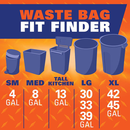 Hefty Strong Trash Bags – Heavy-Duty Outdoor Waste Bags for Patio, Yard, and Camping Cleanup, 33 Gallon